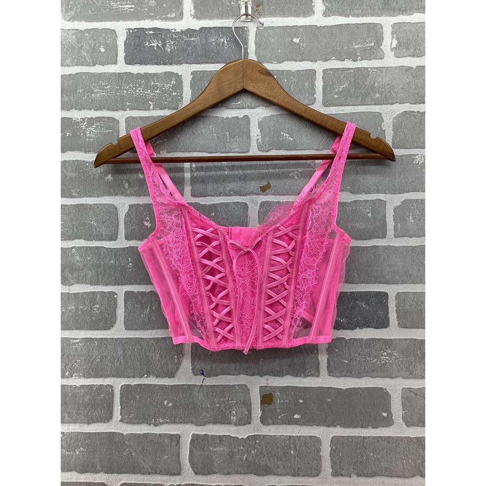 Victorias Secret Dream Angels Pink Lace Corset Top 409857-QAX Small